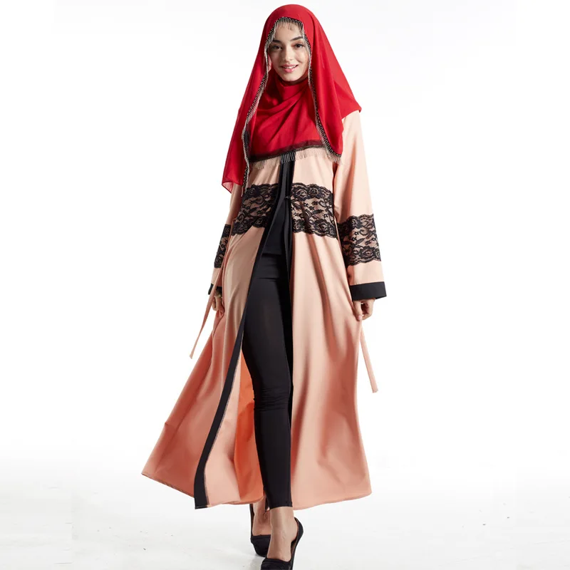 Женское льняное платье с вышивкой и кружевом, Турецкая Абая, мусульманский кардиган, арабское мусульманское длинное платье, поклонение
