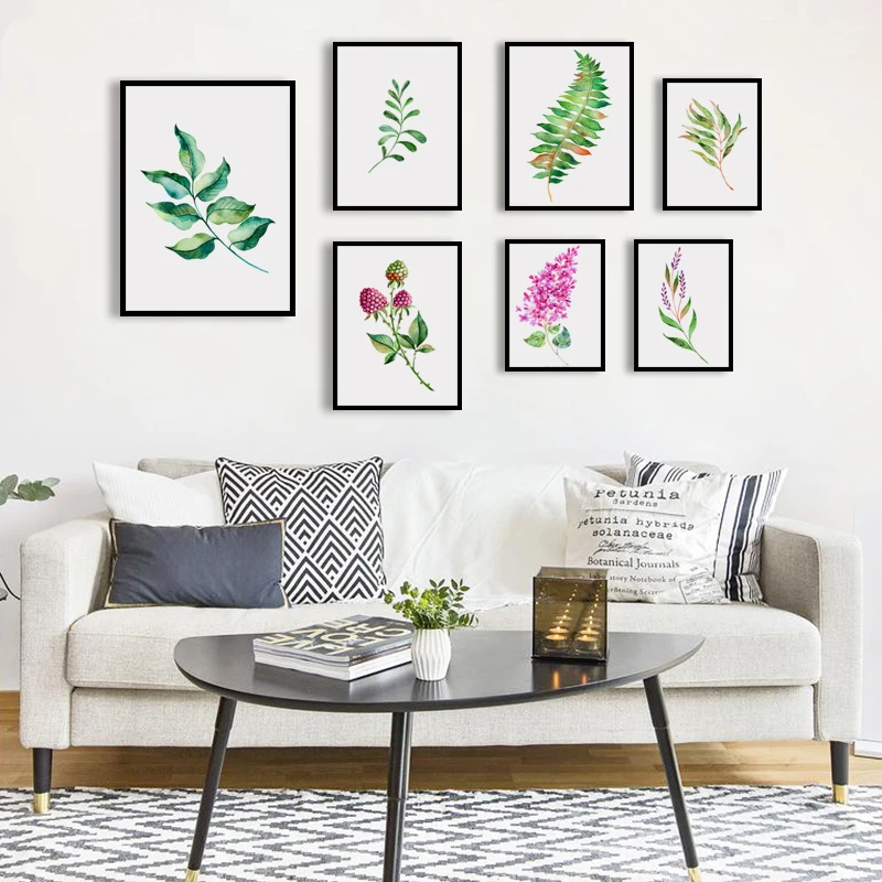 Элегантные Акварельные Цветы и листовые растения простой A4 Картина на холсте