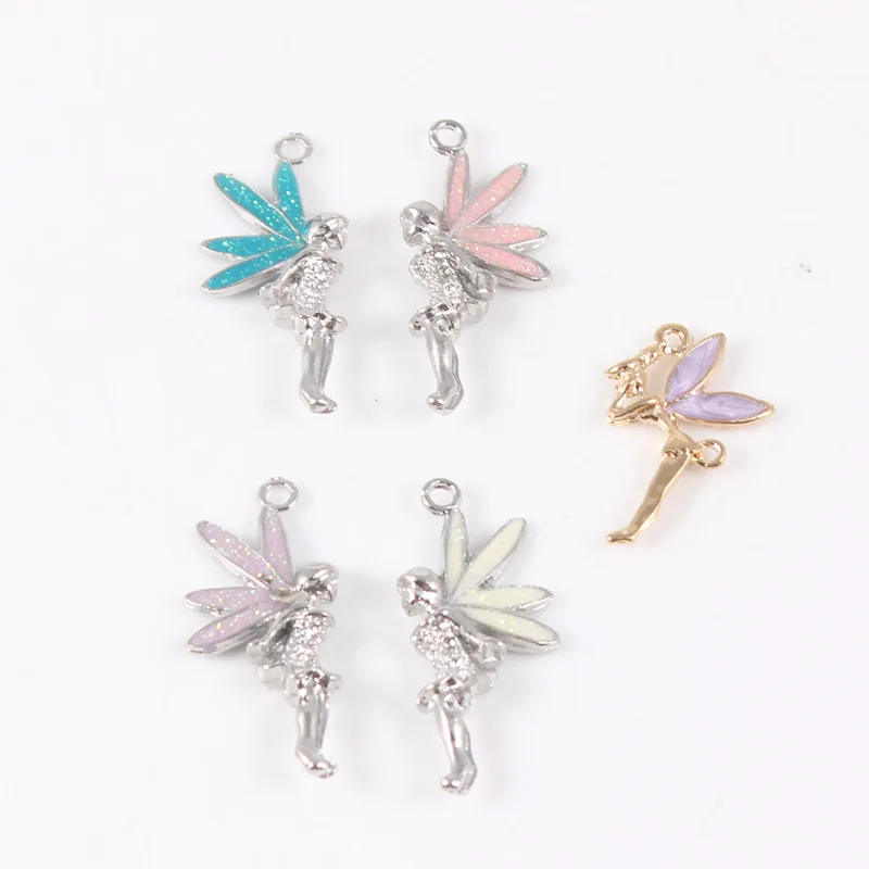 Enamel Drip Metal Alloy Blue Pink Purple Angle Charms Pendant For DIY Fashion Necklace Jewelry Gifts | Украшения и аксессуары