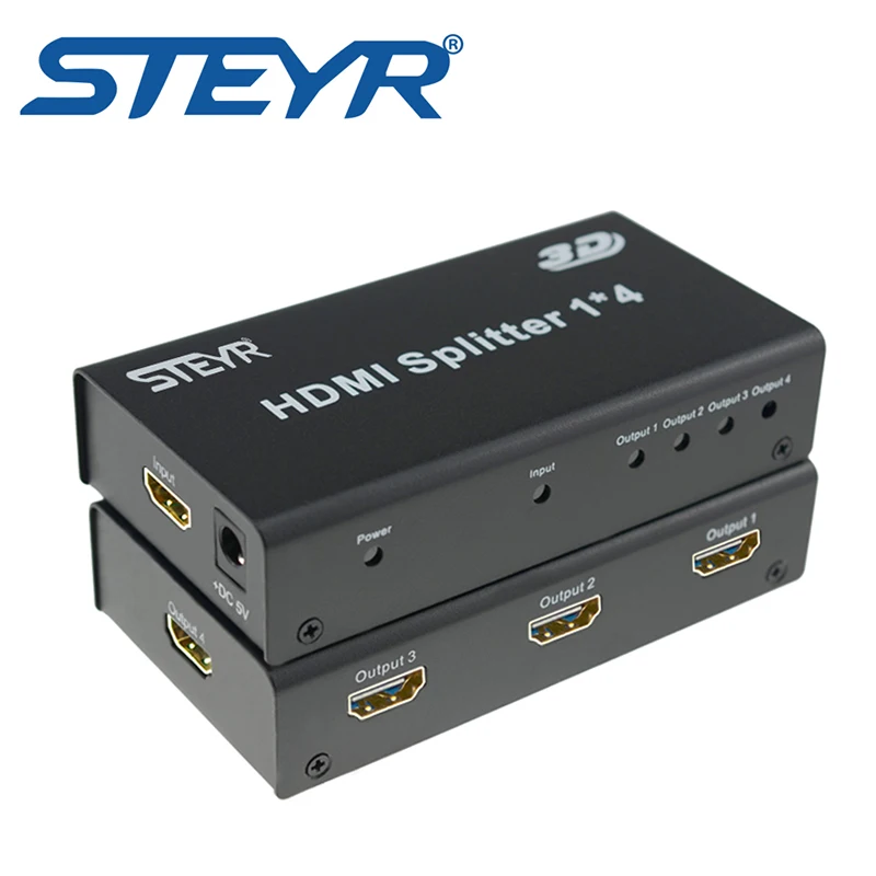 Steyr 4 порта hdmi сплиттер HDMI 1.3/1.4 питание дистрибьютор Splitter1 в из 1x4 для полного HD 1080 P 2