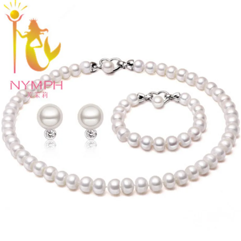 Женский комплект из колье и серёг с пресноводным жемчугом | Украшения аксессуары