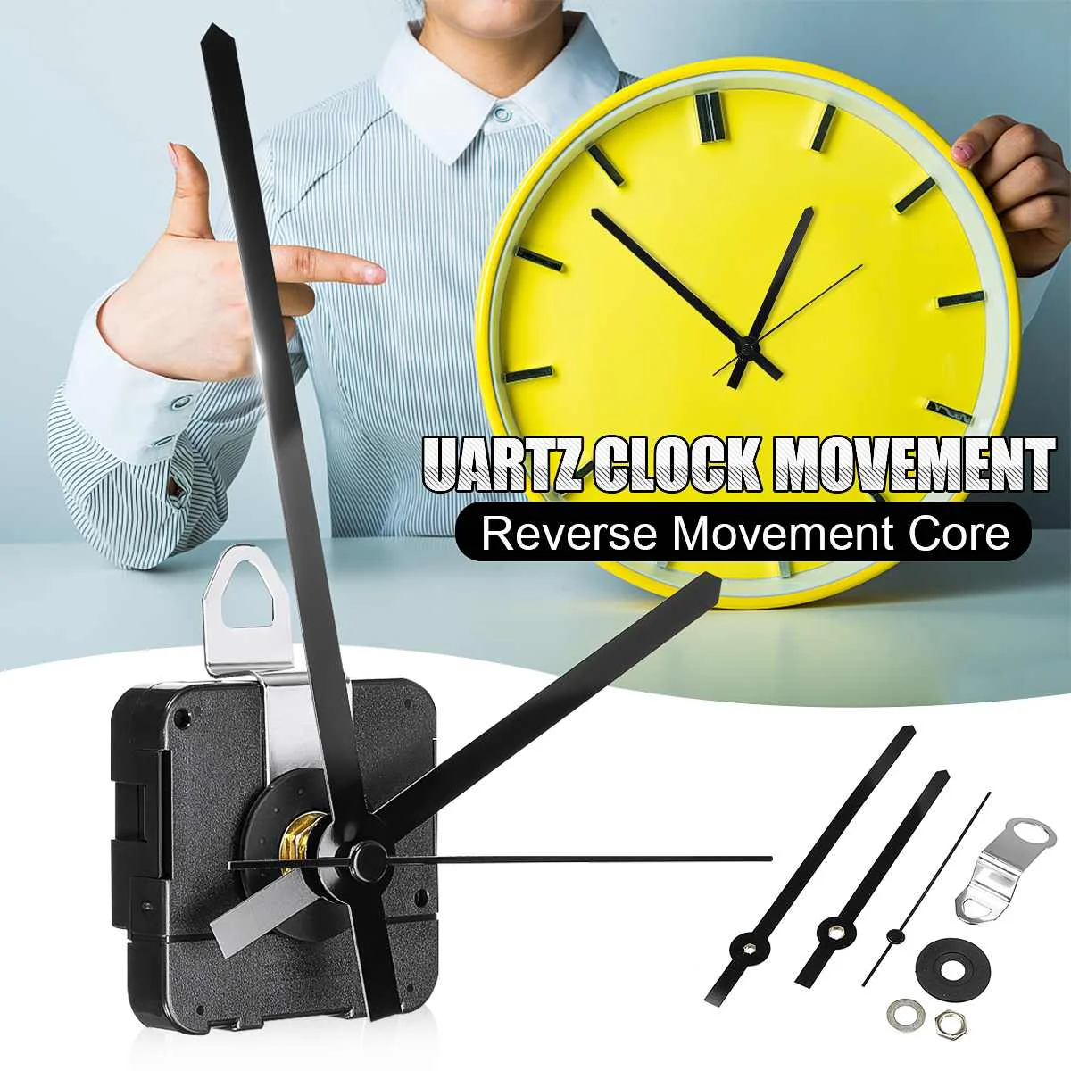 15.5cm Shaft DIY White Hands Quartz Movement Silent Mechanism Wall Clock Repair Parts