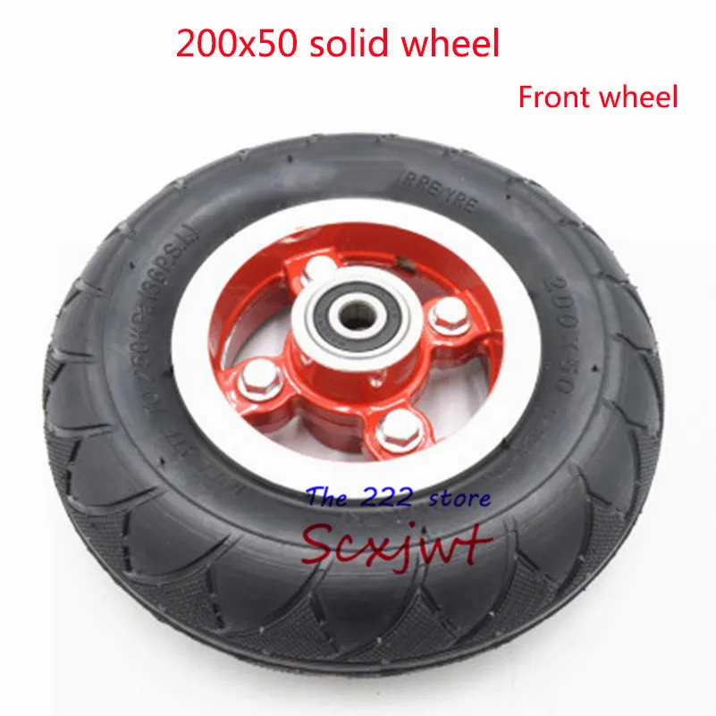 Front -Solid wheel 8 дюймовые передние и задние колеса с приводной передачей+ комплект тормозов 200x50 надувные шины/твердые шины с ободом из сплава для электрического скутера B - Цвет: Front -Solid wheel