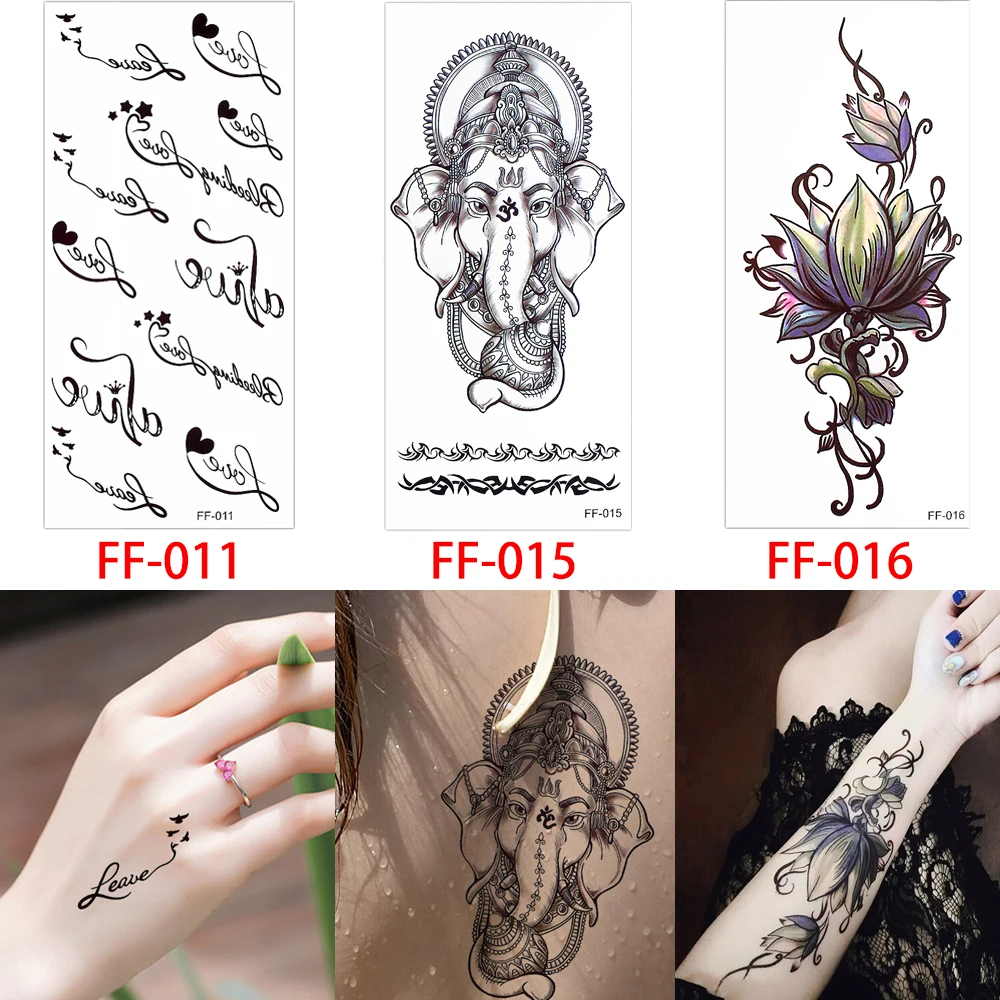 Яркие годы 3 шт./лот временная наклейка с буквами татуировка в виде цветка лотоса