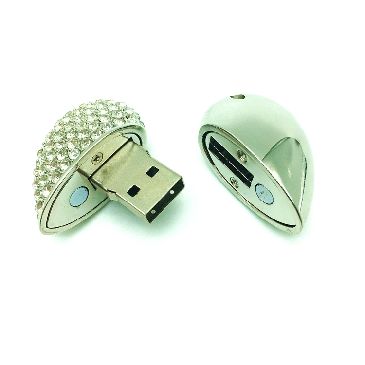 Металлический кристалл сердце USB флэш накопитель + Подарочная коробка