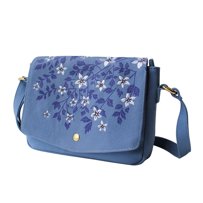 Брендовая сумка мессенджер с цветочной принцессой для девочек тканевая вышивкой