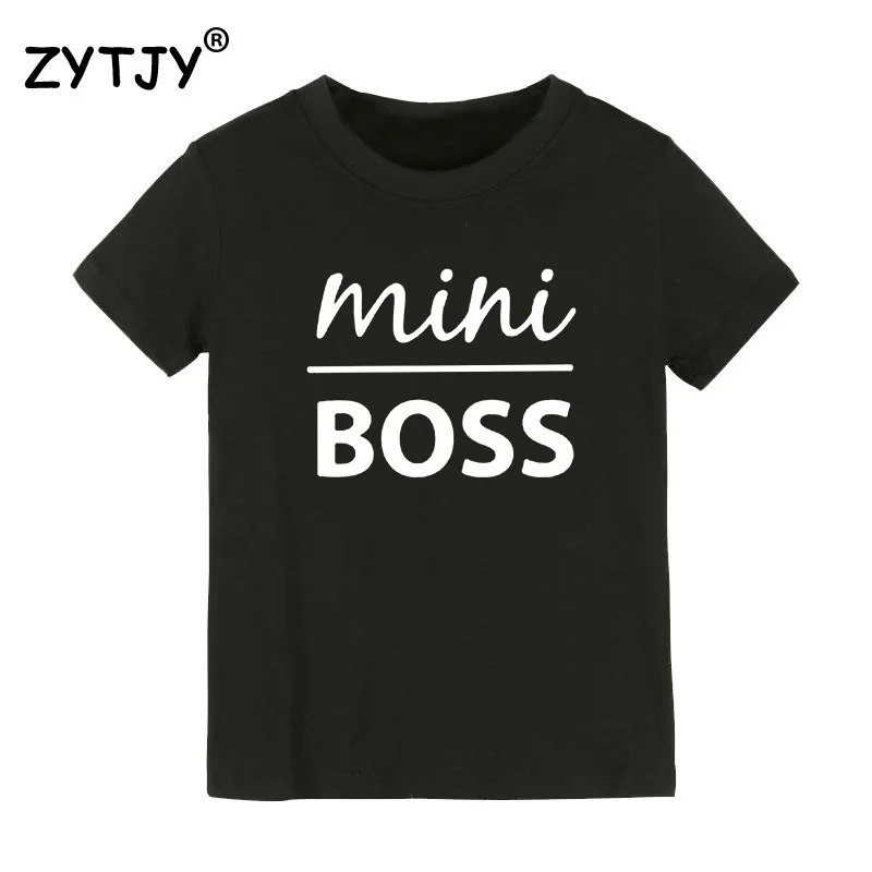 Детская футболка с надписью «mini boss» футболка для мальчиков и девочек, одежда для малышей Забавные футболки Tumblr, Прямая поставка, Y-139 - Цвет: Черный