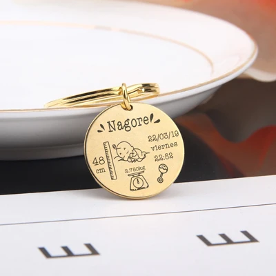 gold Детский брелок для ключей на заказ, брелок для ключей для новорожденного, брелок для ключей, подарок для папы и мамы, новая сумка для ребенка, очаровательный подарок - Цвет: gold