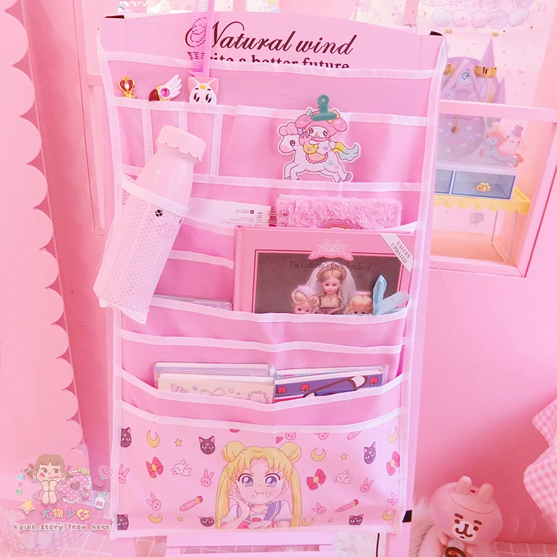 Красный Мультяшные Сейлор Мун Хелло Китти моя мелодия Cinnamoroll pompomparin косметические сумки настенные подвесные органайзеры сумка для хранения косметики сумки - Цвет: Красный