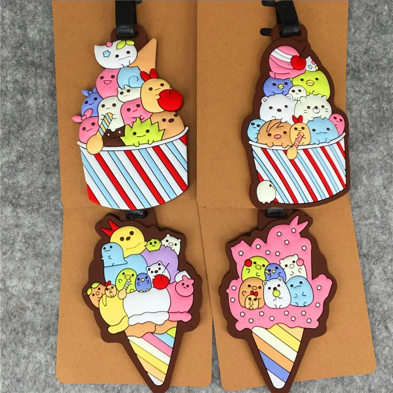 2018 Mala Japanese Cartoon Series Corner Biological Ice Cream Shape Pvc Soft Plastic Luggage Tag Bag Pendant Travel Accessories | Багаж и