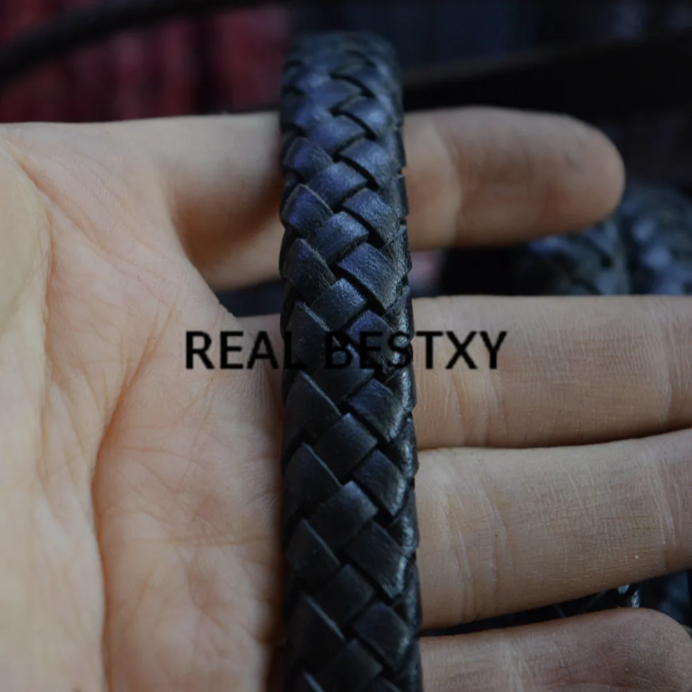 Реальный BESTXY 5 м/лот 12*6 2 м черный плоский плетеный шнур из натуральной кожи для