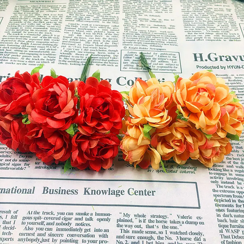 6 шт. (3 см/a) Имитация искусственного шелка Букет гвоздик/шелковая ткань корсаж