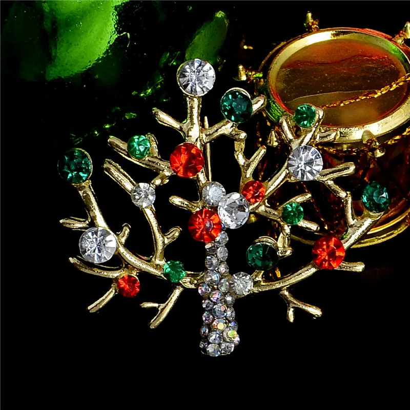 

Wishing Colorful Crystal Rhinestone Christmas Tree Brooch Pin Brooches Xmas Gifts Jewelry