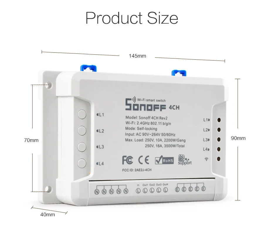 Sonoff 4CH беспроводной многоканальный wifi переключатель независимый пульт дистанционного управления для умного дома Автоматизация модуля управления Лер 220 В