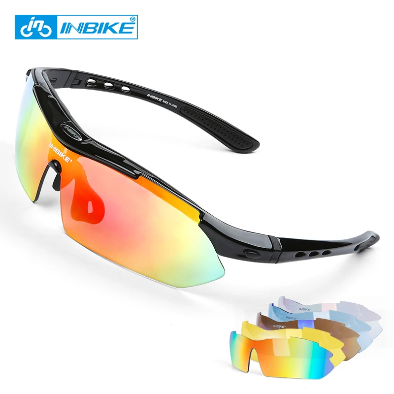 INBIKE Cycling Glasses UV Proof Polarized 5 Lens Frame Eyewear Bike Bicycle Outdoor Sport Goggle Drive Sunglasses 619 | Спорт и