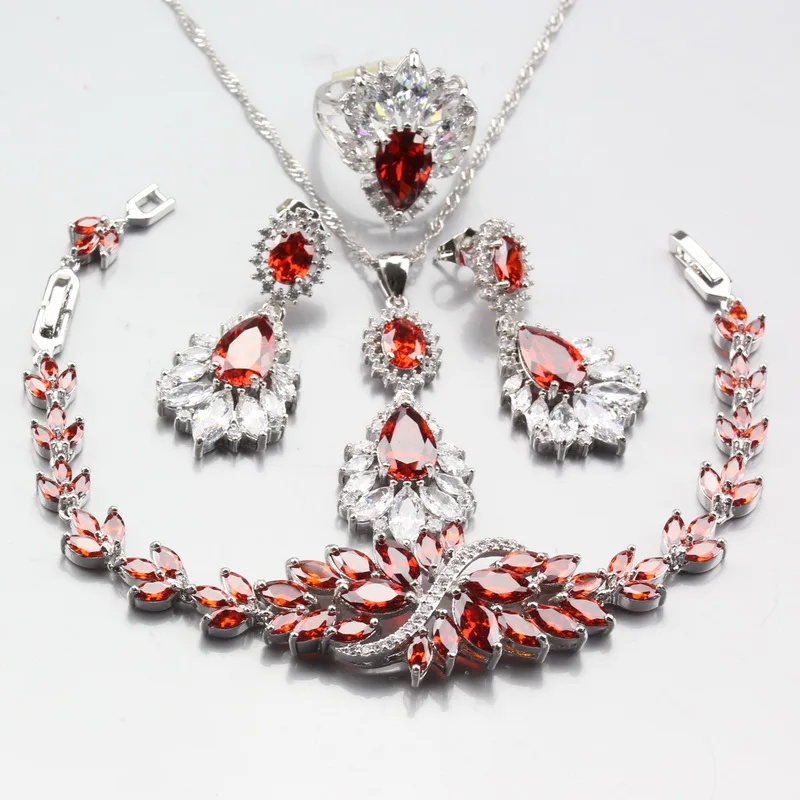 Брелок MANNY с большим белым австрийским кристаллом красный набор украшений для