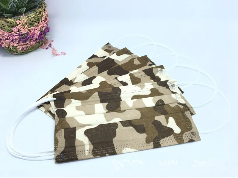 3 слоя нетканого камуфляжного рисунка одноразовые маски Анти пыль туман ухо