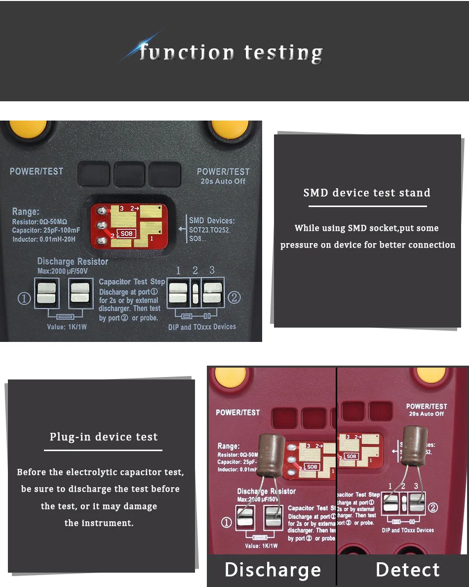 Upgrad Version BSIDE Digital Transistor Multi-purpose Tester Diode Triode Capacitance Resistor Meter MOS/PNP/NPN SMD | Инструменты