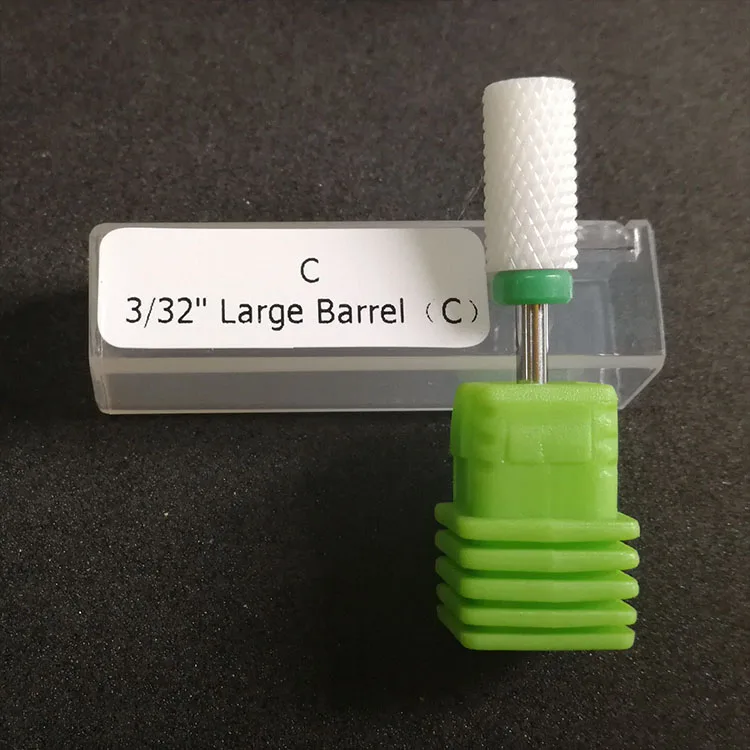 LargeBarrel - Green 3/32 керамическое сверло биты для ногтей сверло хорошего качества, буровые инструменты для ногтей прибор для маникюра, педикюра аксессуары ультратонкая средней зернистости Мощность сверла по металлу - Цвет: LargeBarrel - Green