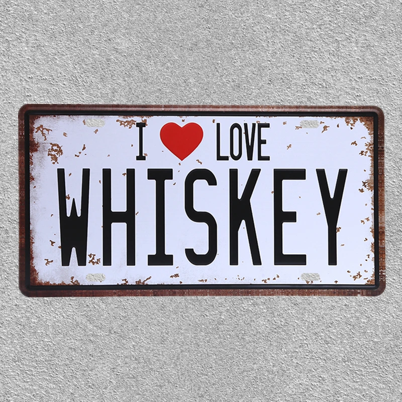 15x30 винтажная металлическая табличка номерного знака I Love Whiskey Sex Beer Shopping Mon