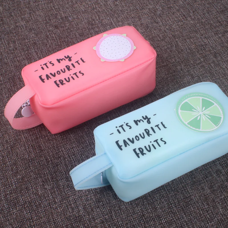 

Kawaii Pencil Cases Cartoon fruit Pencilcase Stationery Silicone large Pencil Bag Pen Box cute Office School Supplies