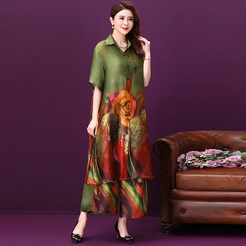 Женское шелковое платье с коротким рукавом Свободный кардиган широкими