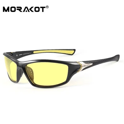 Black MORAKOT Модные поляризованные солнцезащитные очки мужские очки ночного видения мужские рыболовные мужские очки для вождения антибликовые солнцезащитные очки YS0D120 - Цвет линз: Black