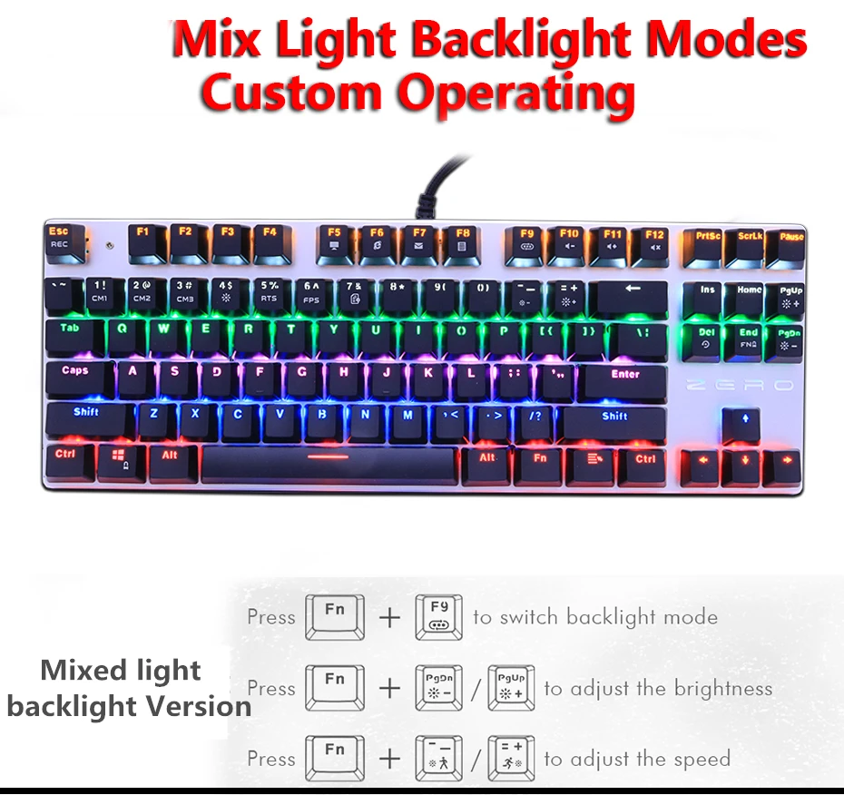 Игровая механическая клавиатура 104/87key анти-ореолы черный синий красный переключатель с подсветкой светодиодный USB Проводная клавиатура Русский/США для геймеров ПК