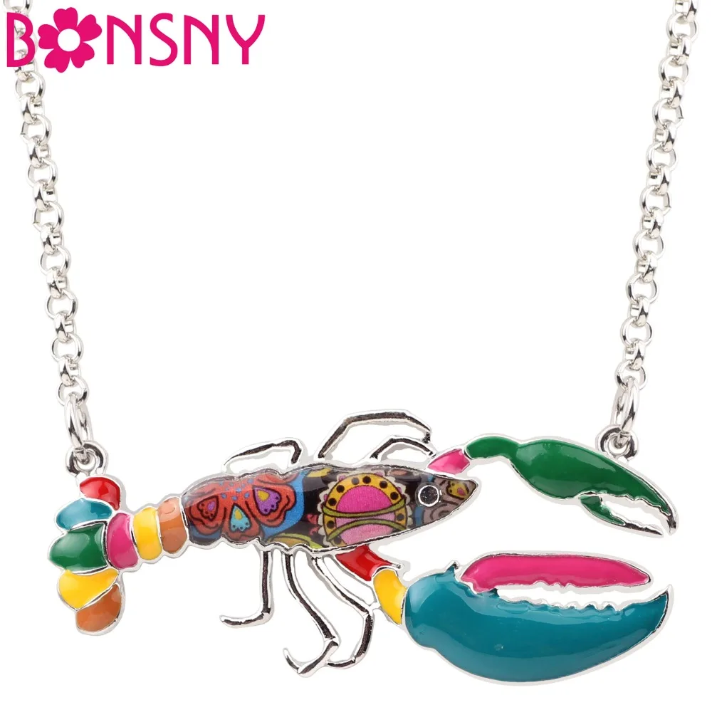 Ожерелье женское эмалированное в виде креветки морских животных|animal jewelry|fashion