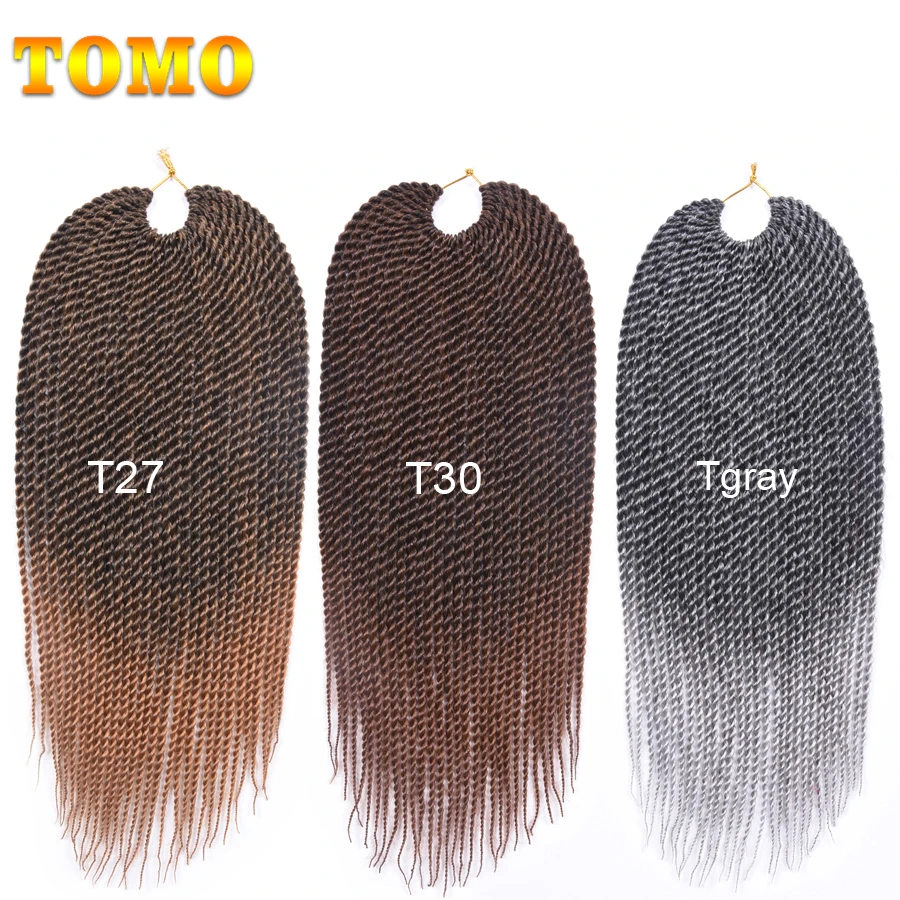 TOMO, 30 корней, 14 дюймов, 16 дюймов, 18 дюймов, 20 дюймов, 22 дюйма, Омбре, синтетические косички, для наращивания волос, маленькие, вязанные крючком косички, Сенегальский твист для черных женщин