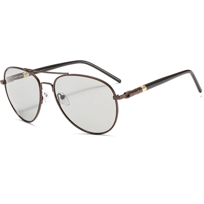 brown Photochromic Aoron брендовые Дизайнерские мужские фотохромные солнцезащитные очки пилота для вождения, поляризационные солнцезащитные очки, металлические очки - Цвет линз: brown Photochromic