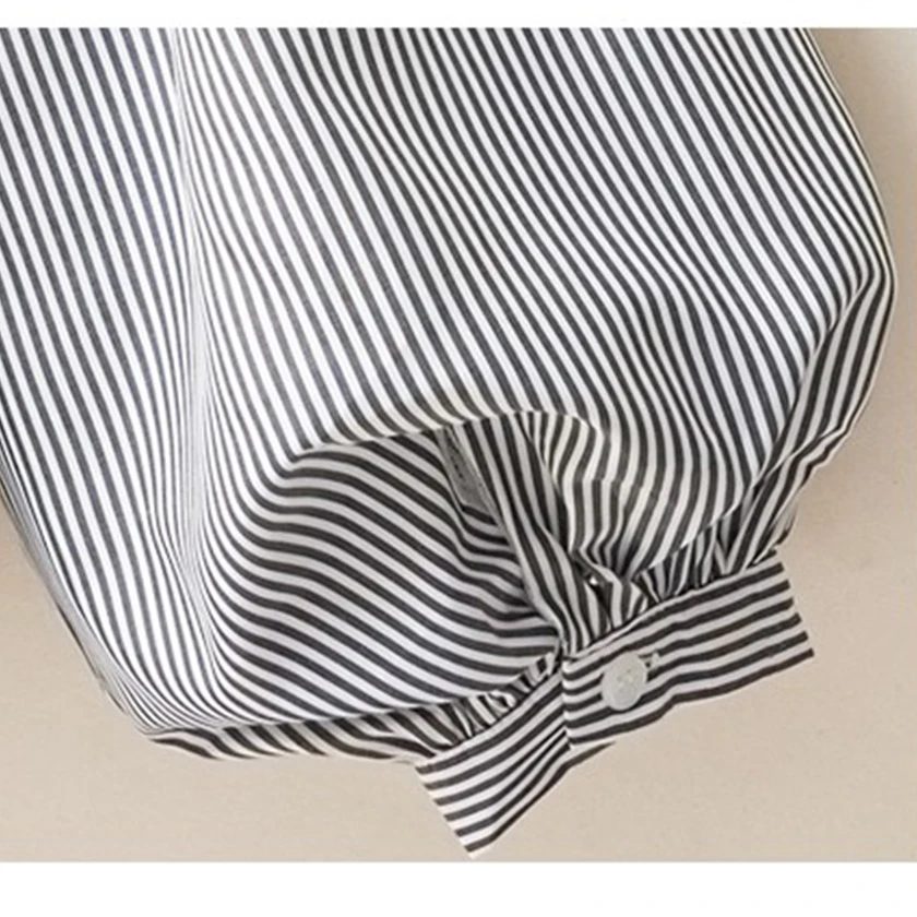 Женская футболка в полоску с бантом Повседневная Свободная рукавами-фонариками