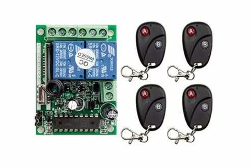 DC12v 10A реле 2CH Беспроводное дистанционное управление RF дистанционное управление л teleswitch 4 передатчик+ приемник-1 шт.) фиксированный код 315/433 МГц