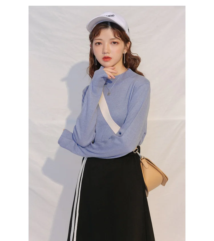 Fashion Korean version slit stripes movement wind half skirt autumn new high waist a character | Женская одежда