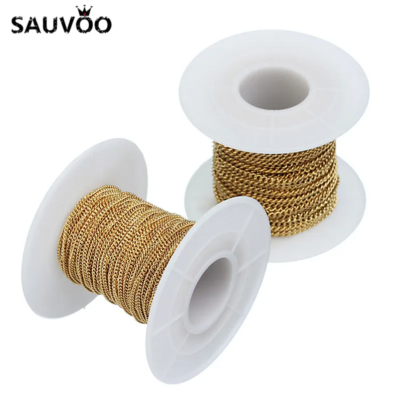 Цепочка SAUVOO из нержавеющей стали для ожерелья браслета 10 ярдов ширина 1 5 мм 2 0