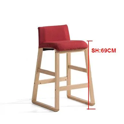 K seat height 69cm Твердый деревянный скандинавский барный стул современный минималистичный передний диван барный стул высокий стул - Цвет: K seat height 69cm