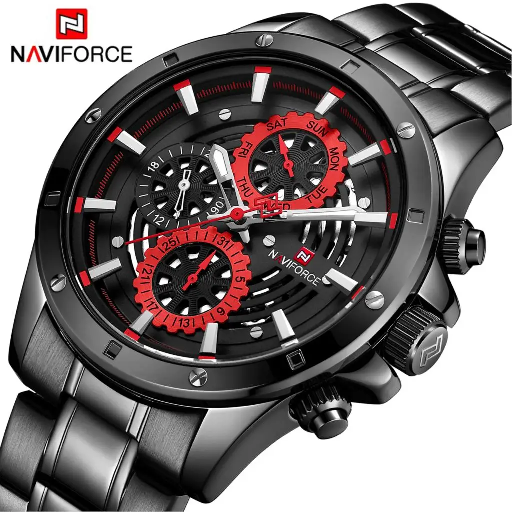 NAVIFORCE новые модные спортивные часы мужские Роскошные Кварцевые наручные 3 бар