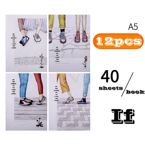 12 шт./лот Deli A5(210x148 мм) B5(250x175 мм) сшитая книжка Тетрадь написание книги мультфильм обложка книги студенческие дети Тетрадь s - Цвет: A5-40-If