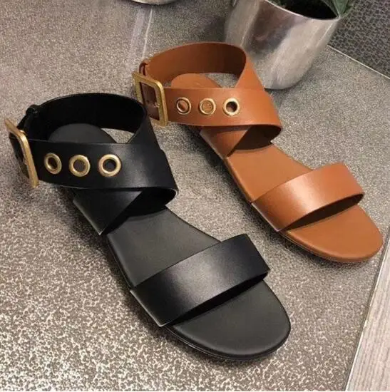 2019 пляжные сандалии на плоской подошве с перекрестными ремешками женские летние