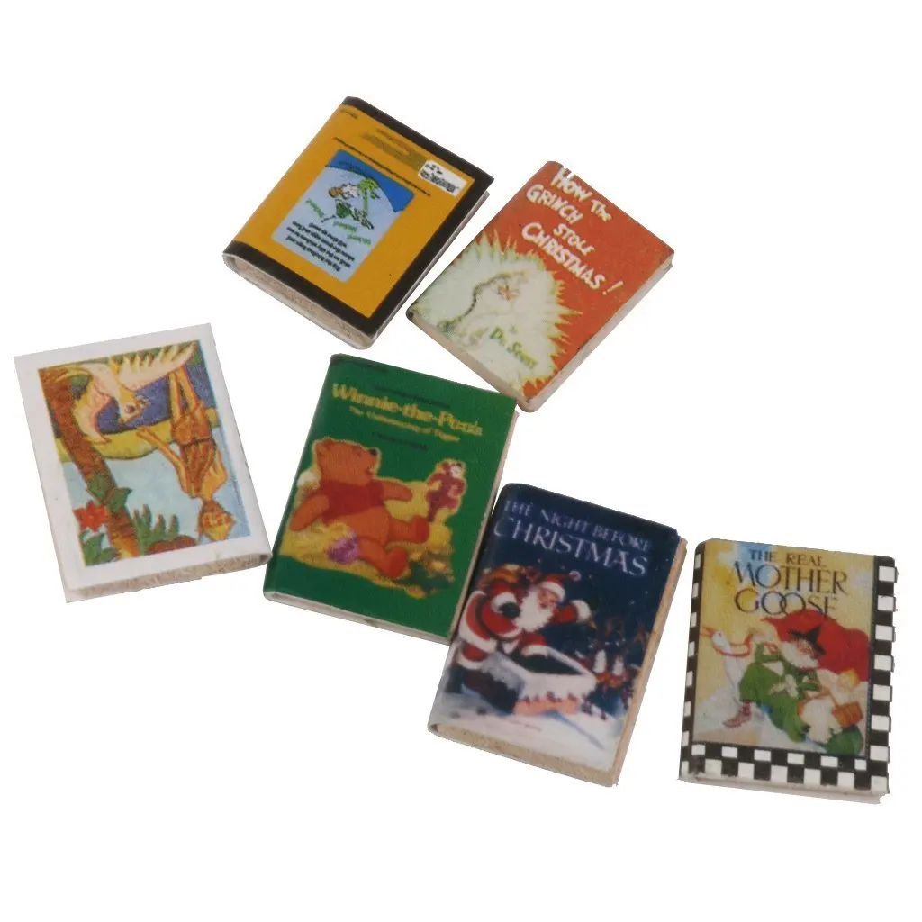 ABWE Лучшая Продажа 1/12 деревянный кукольный домик Миниатюрные книги 6 шт красочные