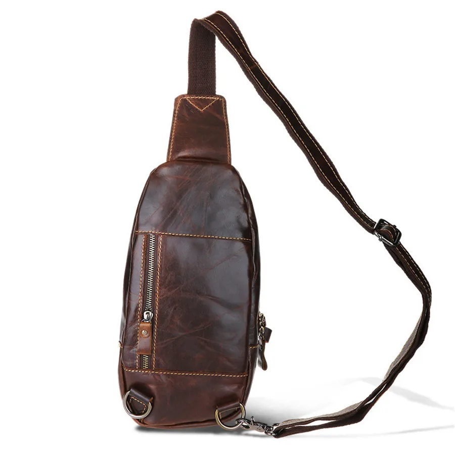 YOGOBOR 2017 Hot Genuine Leather Men Shoulder Bag Fashion Trending Oil Wax Mens Crossbody Coffee Chest Pack Bags |