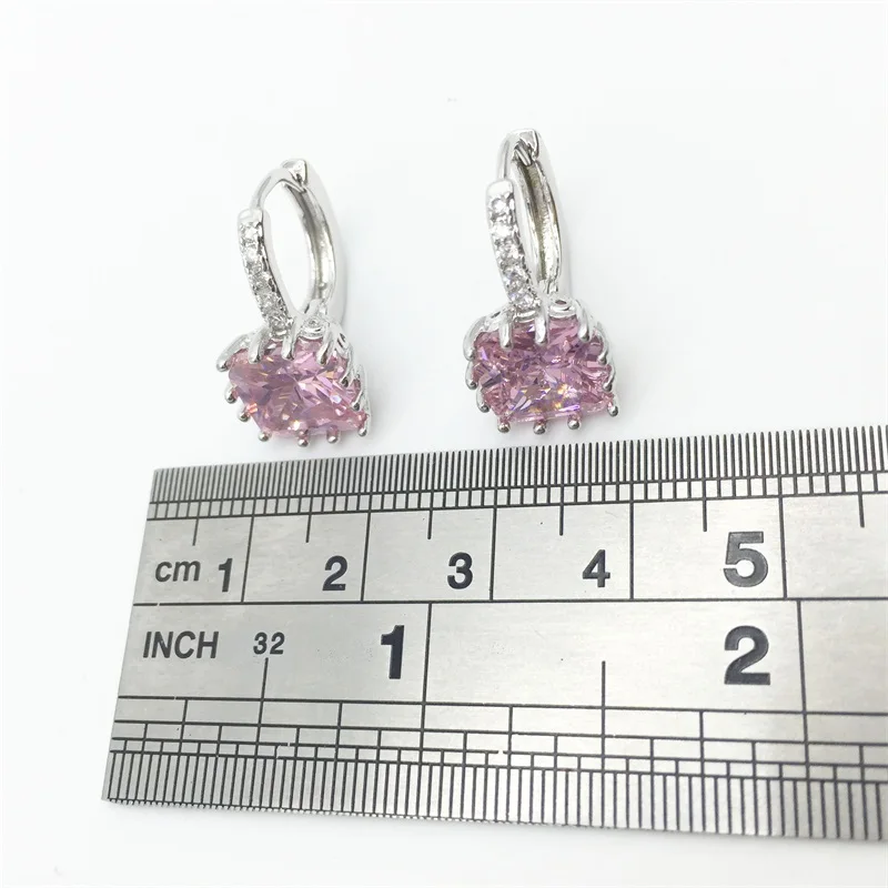 2018 серьги кольца для женщин розовые цвета квадратные с кубическим цирконием