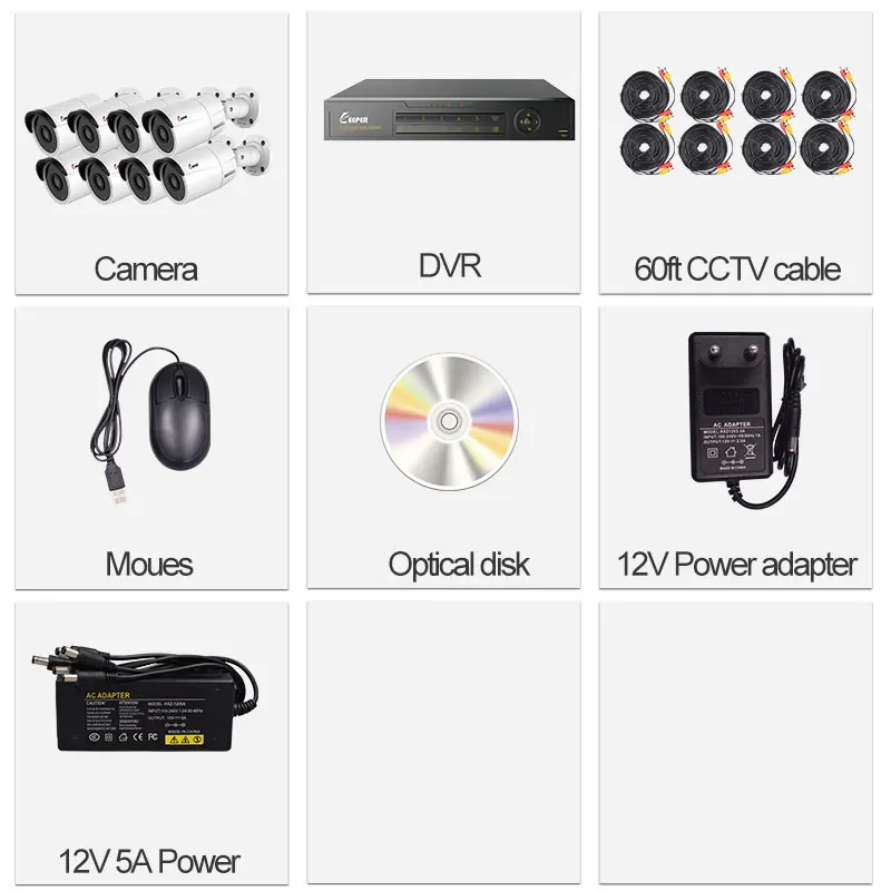 Белый Хранитель 8CH HD AHD 5MP домашняя уличная камера безопасности комплект системы 2 шт Массив светодиодный цилиндрический видеонаблюдения CCTV камера P2P - Цвет: Белый