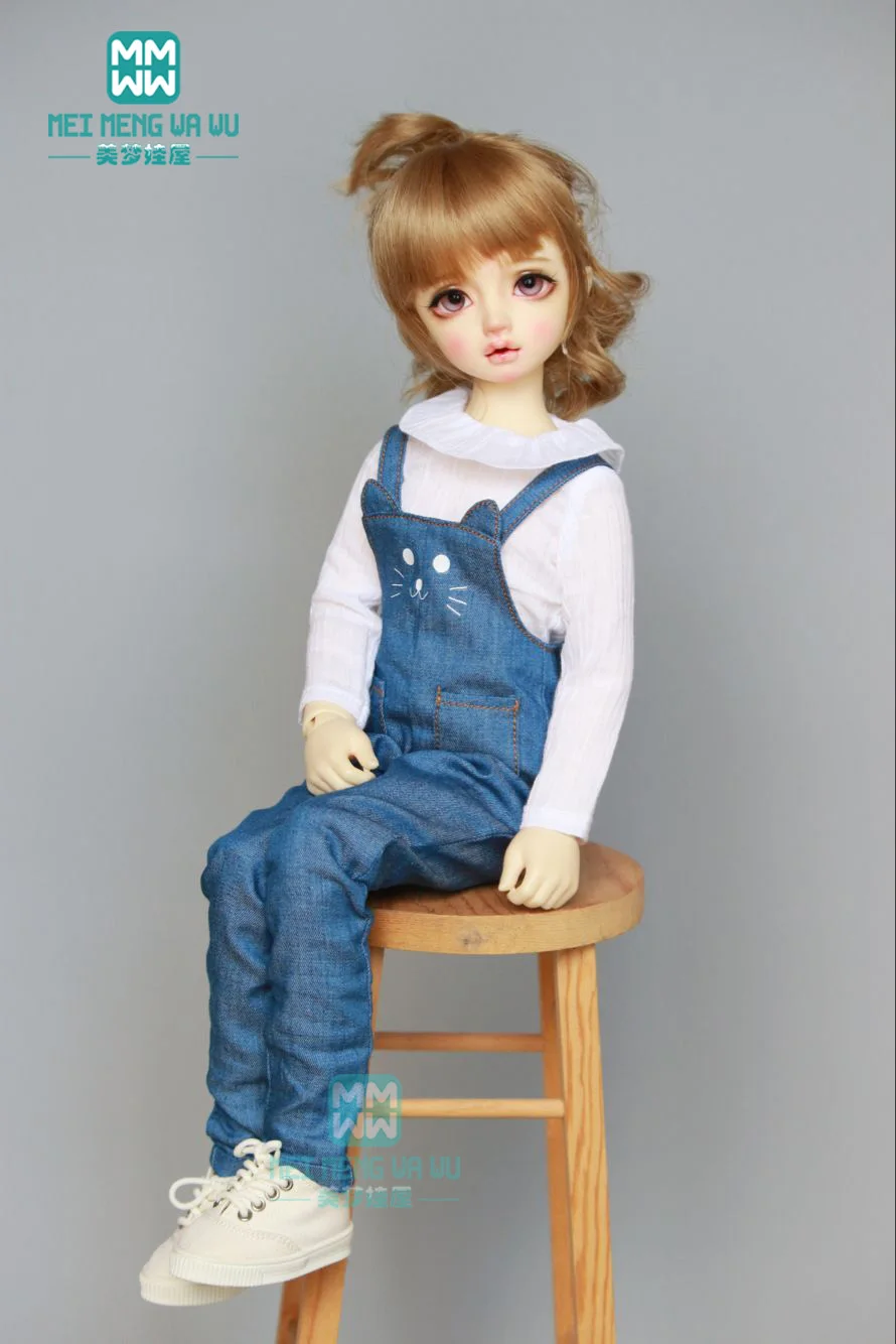 Одежда для кукол BJD модный джинсовый комбинезон белая рубашка 43 см 1/4 аксессуары