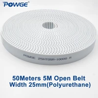powge 50meters pu white htd 5m open timing belt 5m 25mm width 25mm polyurethane steel arc tooth 25htd5m synchronous belt pulley
