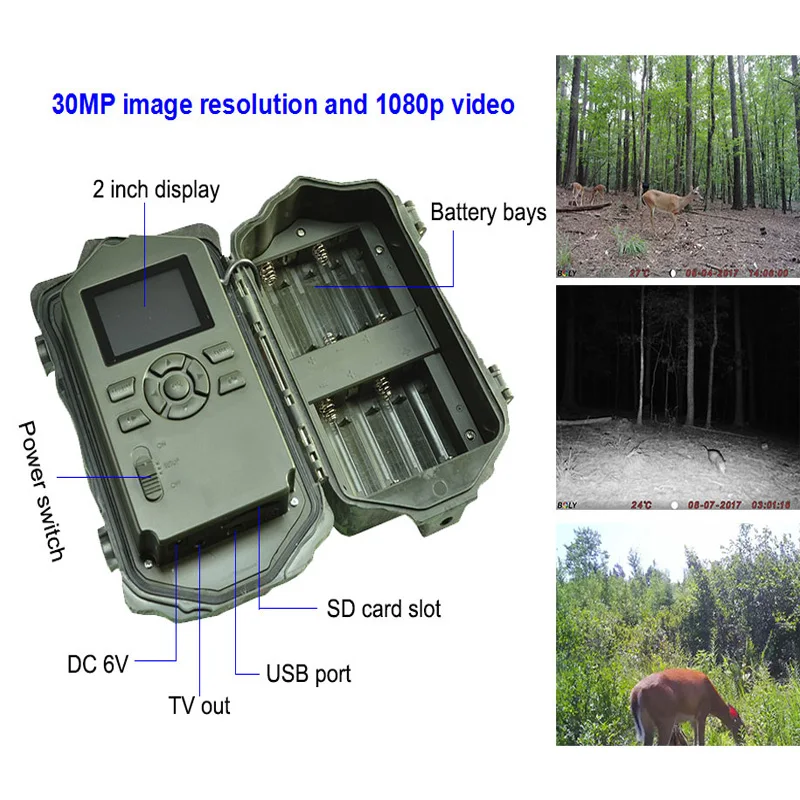 Bolyguard охотничья камера 30MP 1080P HD Trail 120 градусов IR-CUT ночное видение с 940nm низкое