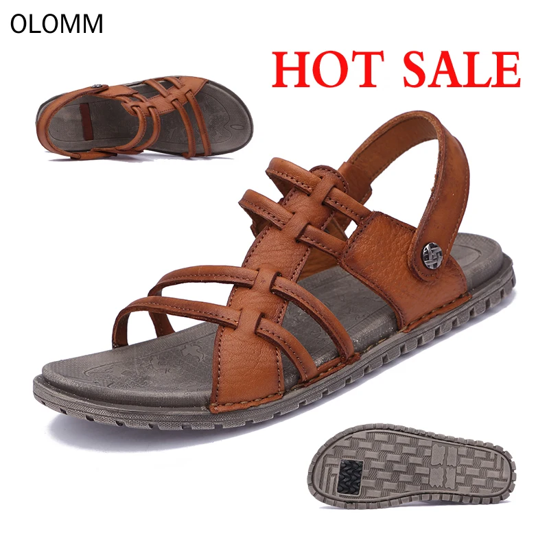 2019 летние сандалии для мужчин кожаная повседневная обувь классические римские