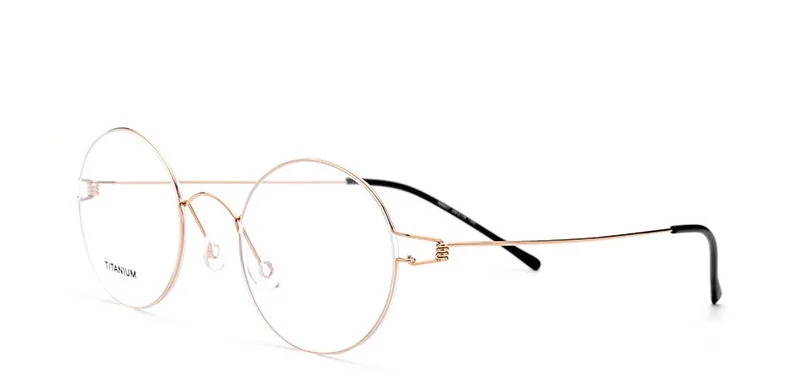 HDCRAFTER Ultralight Titanium Rim Round Glasses Frame Men Morten Korean Myopia Eyeglasses Optical Frames Women Screwless Eyewear - Цвет оправы: Gold Frame