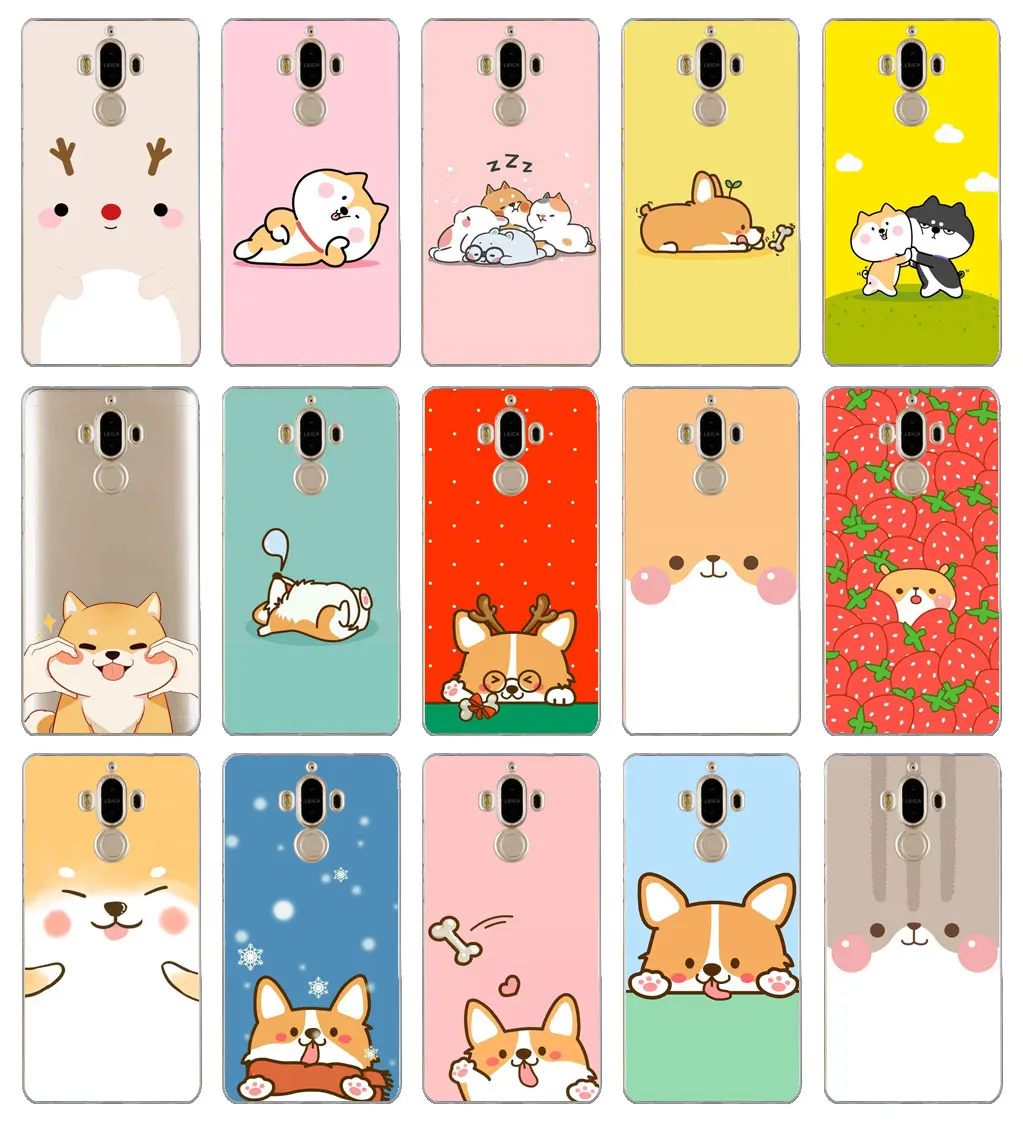 DREAMFOX M317 Cut Corgi Soft TPU Silicone Case Cover For Huawei Mate Nova 2 9 10 20 30 Lite Pro Plus |