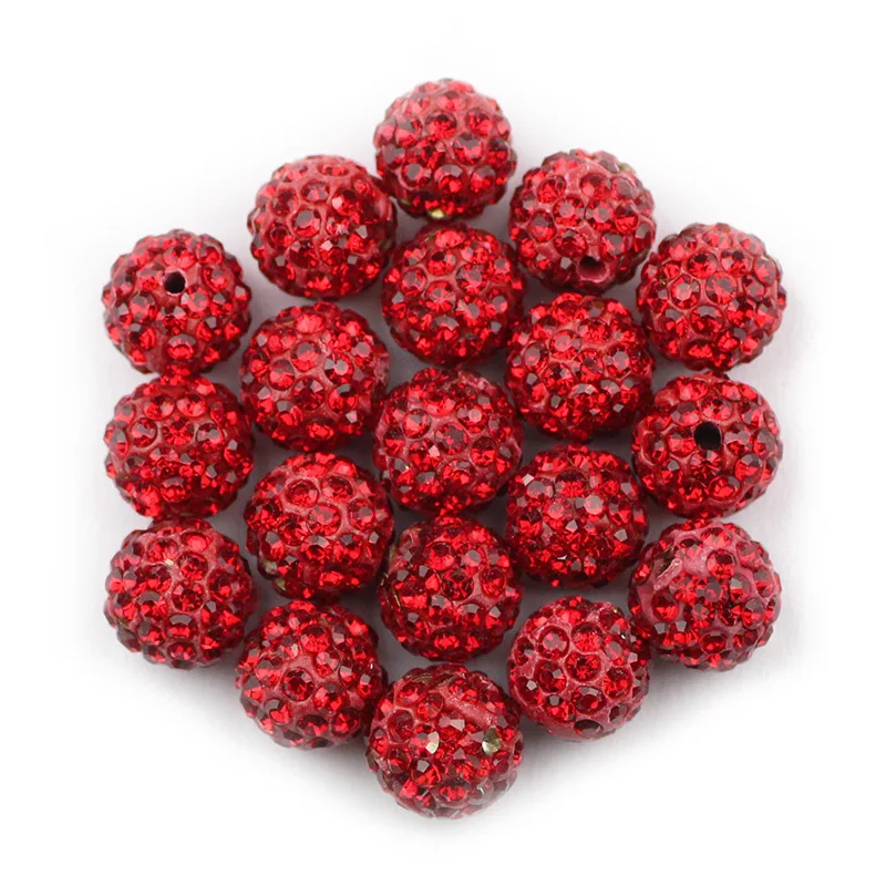 Red Color BTFBES 10 мм 20 шт микро проложить бусины проложить кристалл диско шар круглый глиняный свободный браслет с бусинами ожерелье изготовление ювелирных изделий DIY аксессуар - Цвет: Red Color